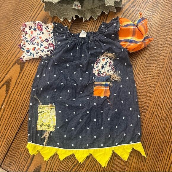 Girl’s 2T Scarecrow Costume Hat & Dress Handmade - Picture 4 of 16